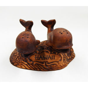 Treasure Craft Hawaii Whale Salt & Pepper Shakers Vintage Mid Century